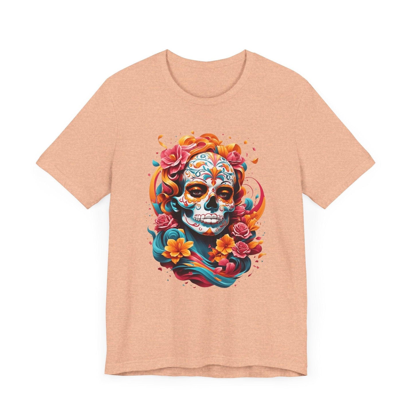 Colorful Skull and Roses Unisex Tee - Day of the Dead Inspired T-Shirt - Epic Ink Tees