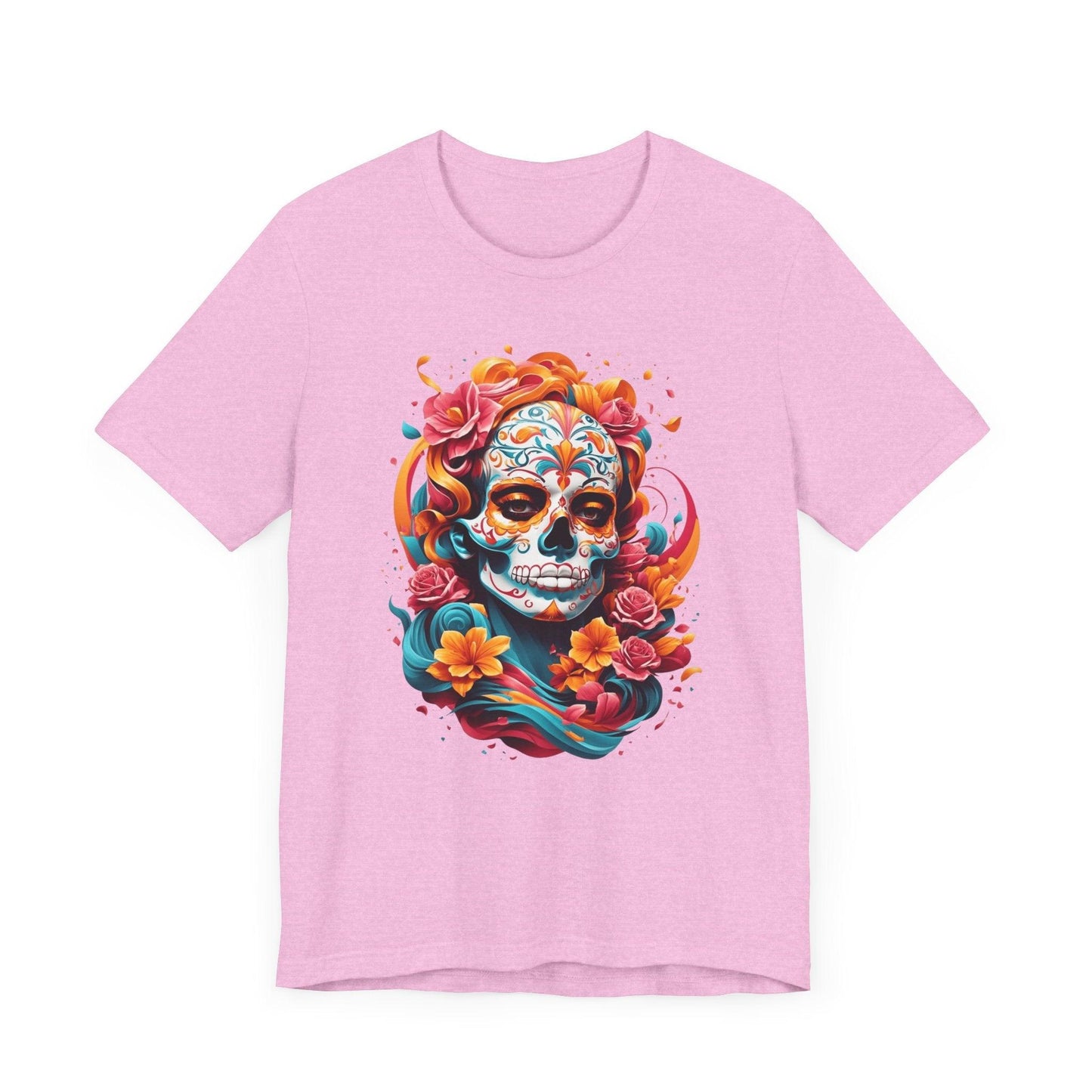 Colorful Skull and Roses Unisex Tee - Day of the Dead Inspired T-Shirt - Epic Ink Tees