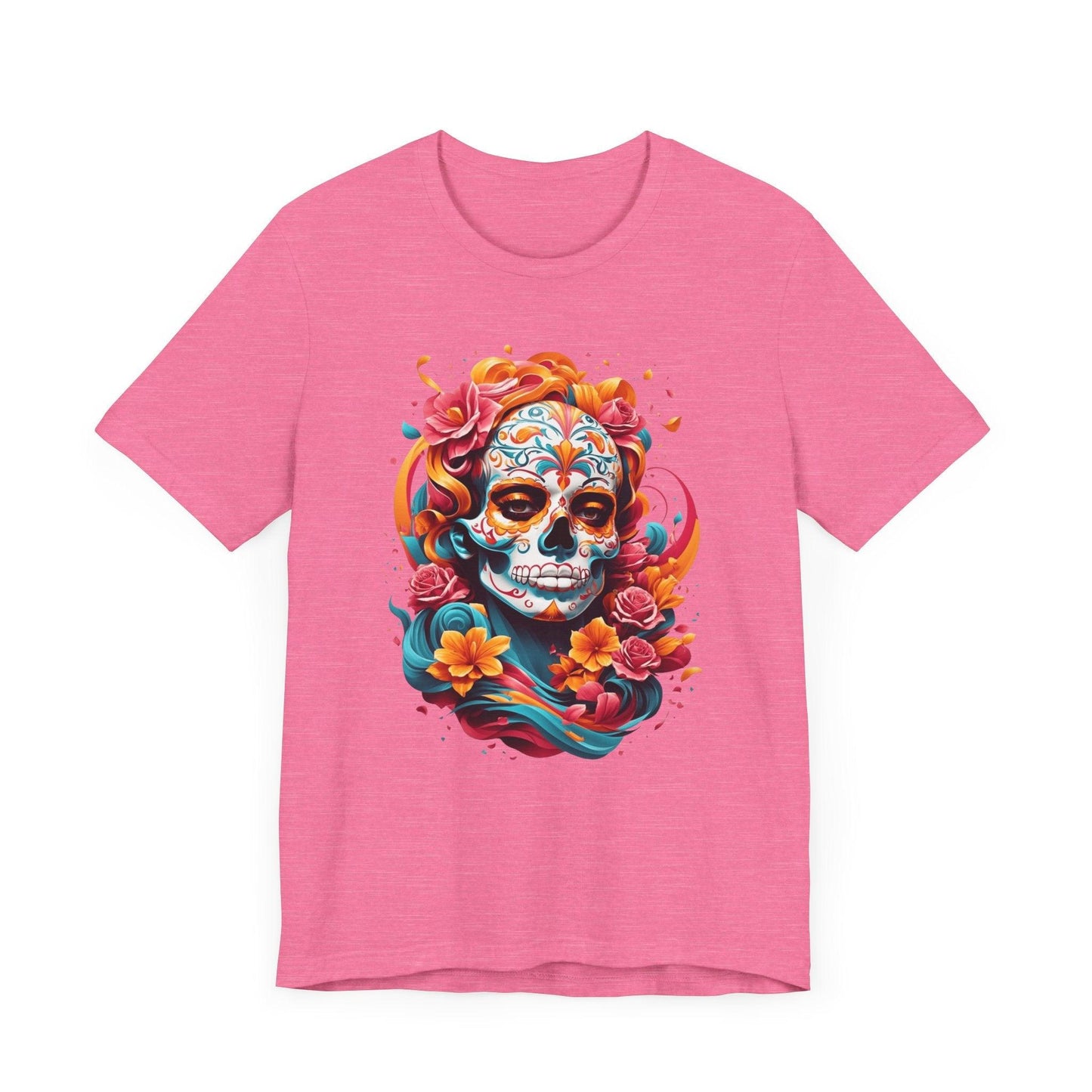 Colorful Skull and Roses Unisex Tee - Day of the Dead Inspired T-Shirt - Epic Ink Tees