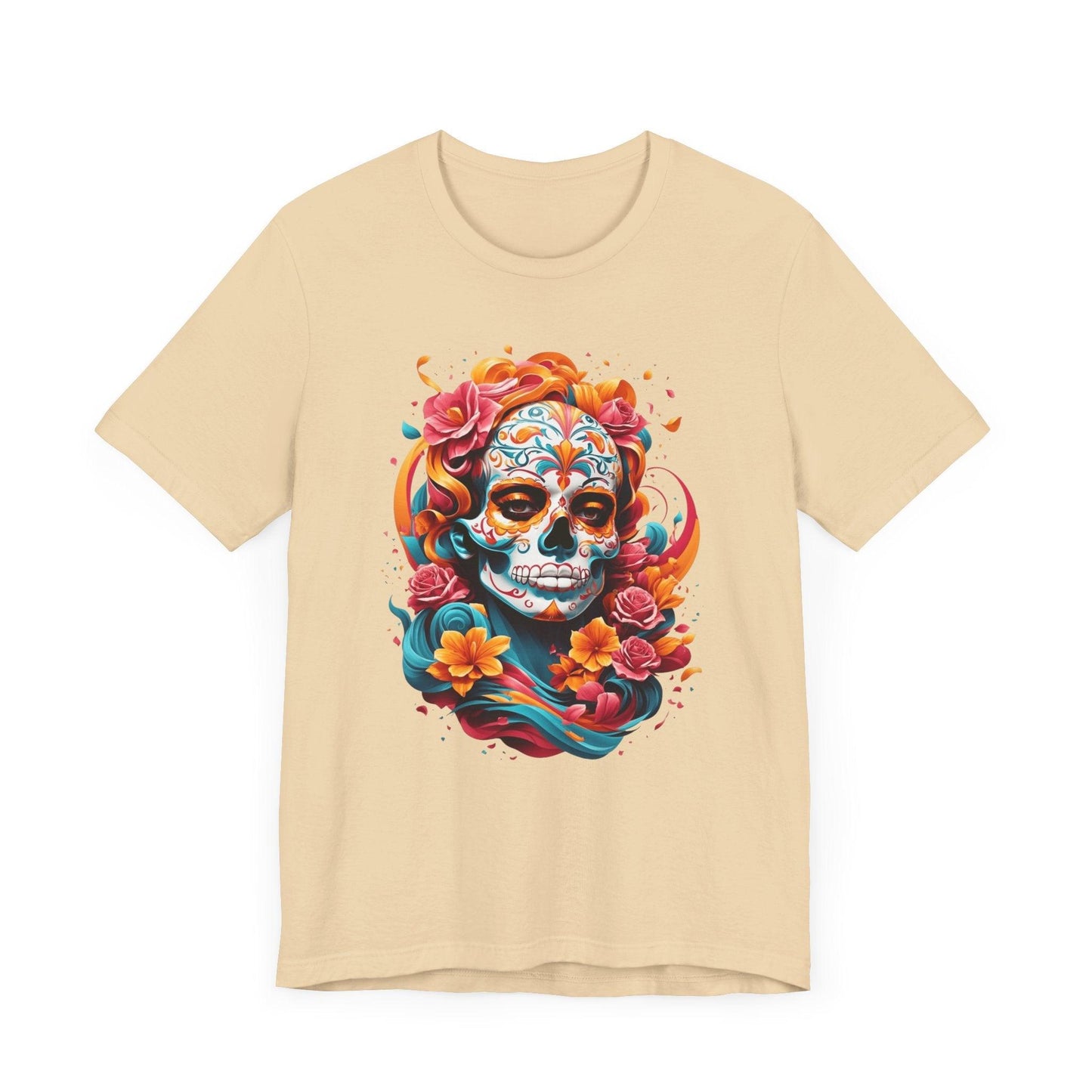 Colorful Skull and Roses Unisex Tee - Day of the Dead Inspired T-Shirt - Epic Ink Tees