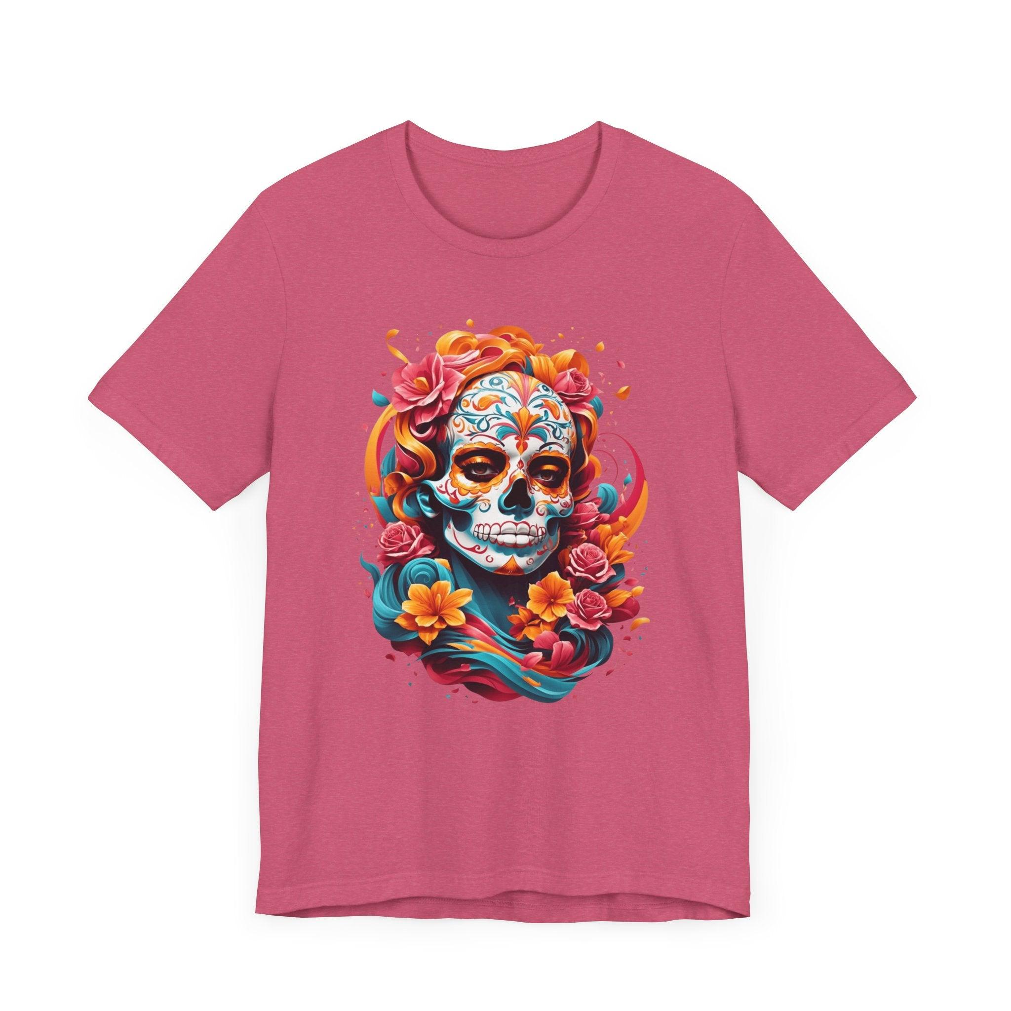 Colorful Skull and Roses Unisex Tee - Day of the Dead Inspired T-Shirt - Epic Ink Tees