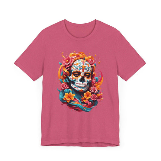 Colorful Skull and Roses Unisex Tee - Day of the Dead Inspired T-Shirt - Epic Ink Tees