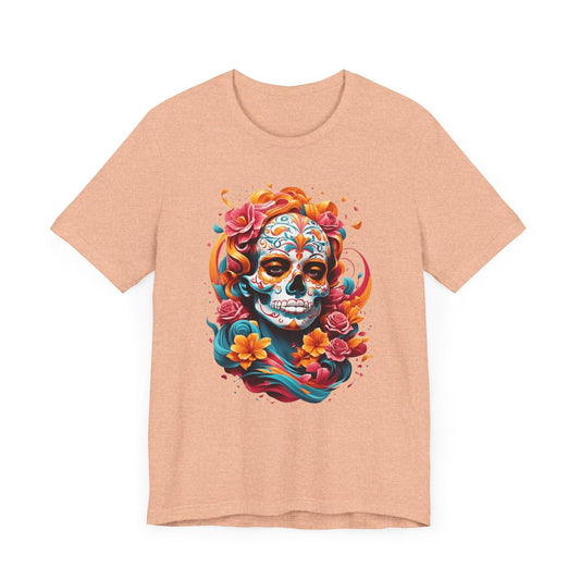 Colorful Skull and Roses Unisex Tee - Day of the Dead Inspired T-Shirt - Epic Ink Tees