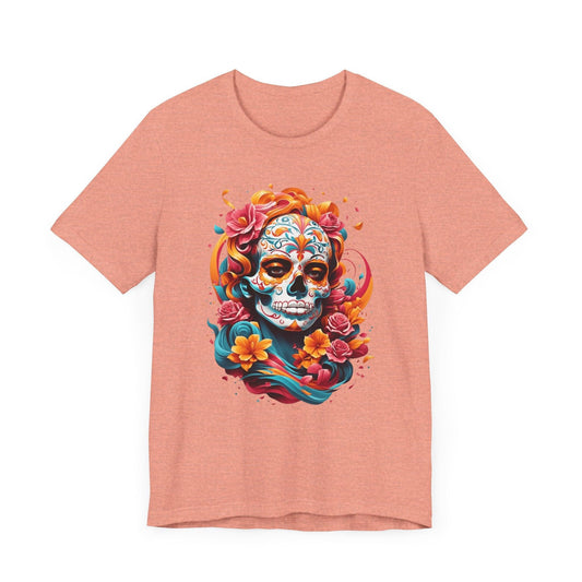 Colorful Skull and Roses Unisex Tee - Day of the Dead Inspired T-Shirt - Epic Ink Tees
