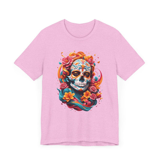 Colorful Skull and Roses Unisex Tee - Day of the Dead Inspired T-Shirt - Epic Ink Tees