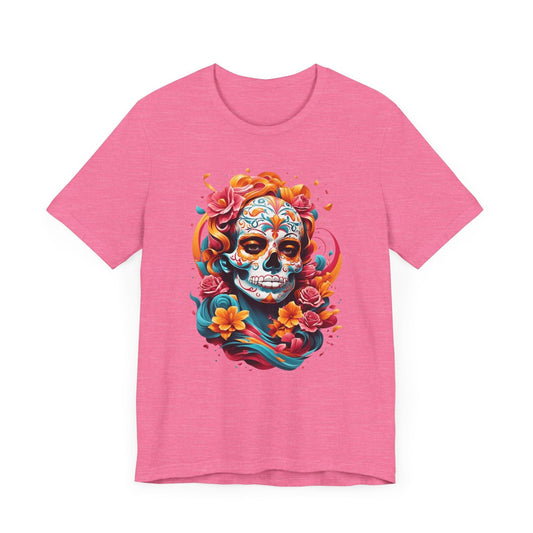 Colorful Skull and Roses Unisex Tee - Day of the Dead Inspired T-Shirt - Epic Ink Tees