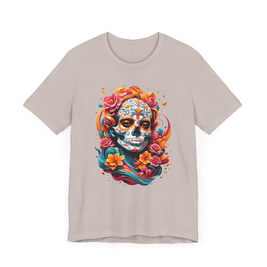 Colorful Skull and Roses Unisex Tee - Day of the Dead Inspired T-Shirt - Epic Ink Tees