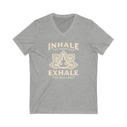 Inhale Exhale Unisex V-Neck Tee – Mindful Casual Wear - Epic Ink Tees