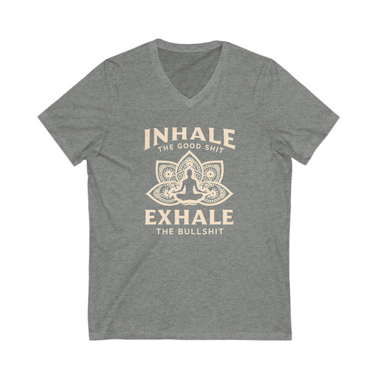 Inhale Exhale Unisex V-Neck Tee – Mindful Casual Wear - Epic Ink Tees