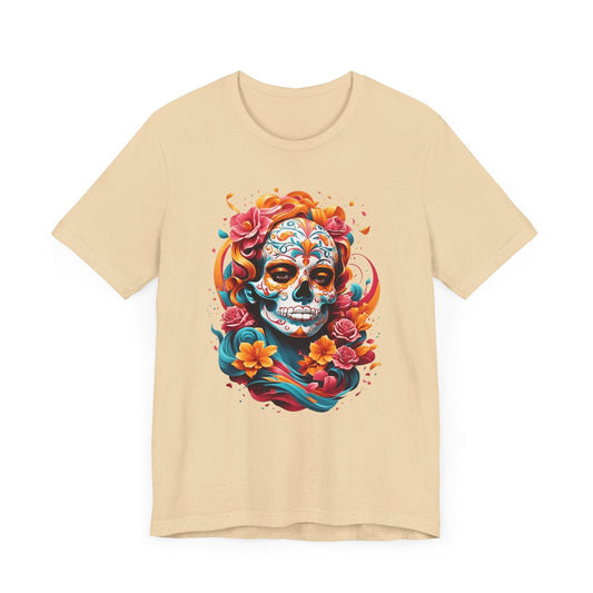 Colorful Skull and Roses Unisex Tee - Day of the Dead Inspired T-Shirt - Epic Ink Tees