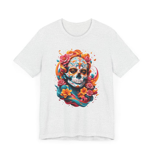 Colorful Skull and Roses Unisex Tee - Day of the Dead Inspired T-Shirt - Epic Ink Tees