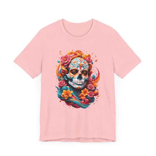 Colorful Skull and Roses Unisex Tee - Day of the Dead Inspired T-Shirt - Epic Ink Tees