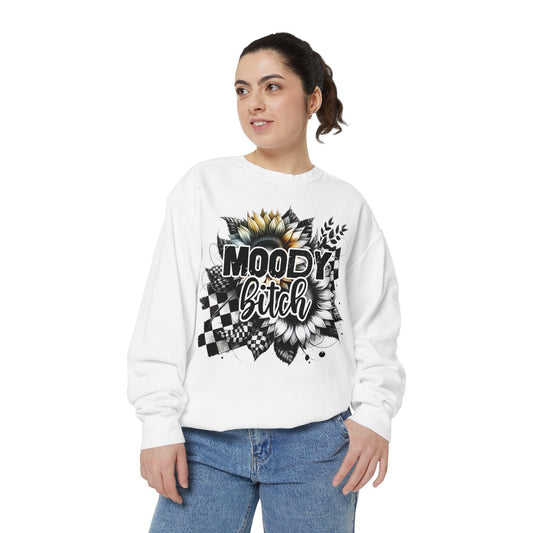 Moody Bitch Unisex Garment-Dyed Sweatshirt - Cozy Statement Top for Creative Souls - Epic Ink Tees
